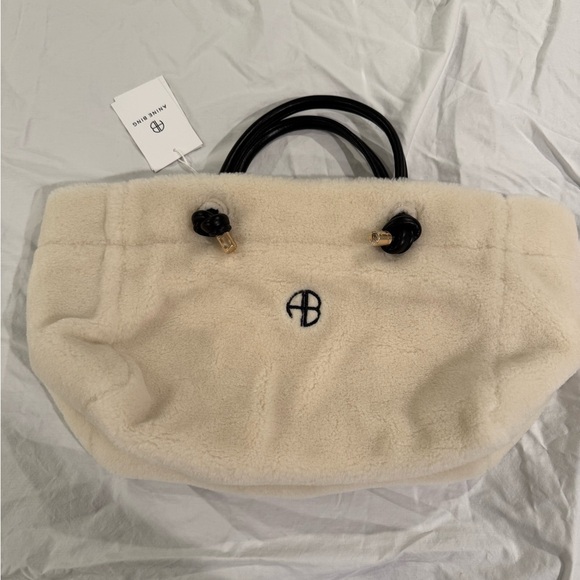 Anine Bing Handbags - Anine Bing Cream Shoulder Bag with Black Handles NWT